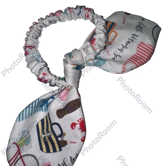 Beach vibes multi print hair tie scrunchie hand made USA cotton rare fun summer - Picture 1 of 4